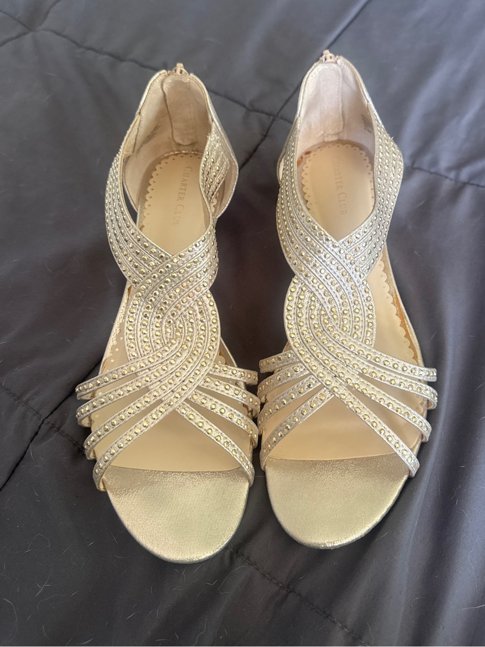 Charter Club Gold Embellished Women's Shoes